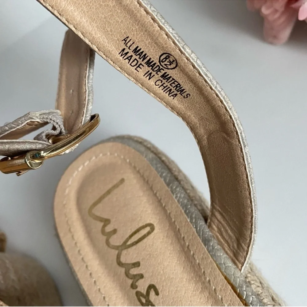 Lulu's Cobi Beige Snake Espadrille Platform Sandals